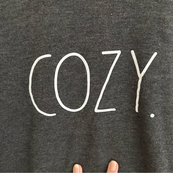 Rae Dunn Charcoal Heathered Gray Cozy Lounge Top Cropped Oversized Women’s XS - Picture 2 of 6